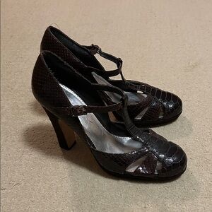 Calvin Klein Dark Brown Textured Heels